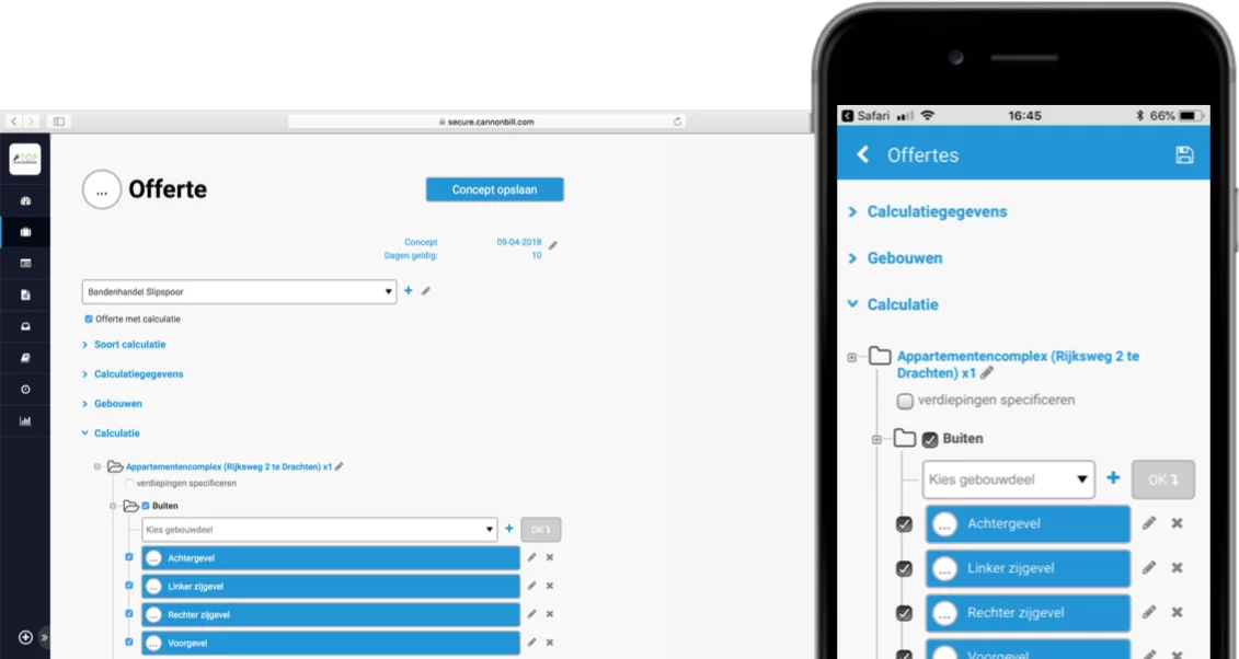 Offerte maken in software glaszetter