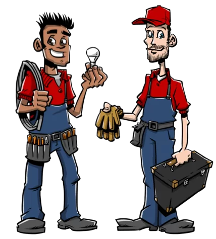 Installateurs met gereedschap in de handen